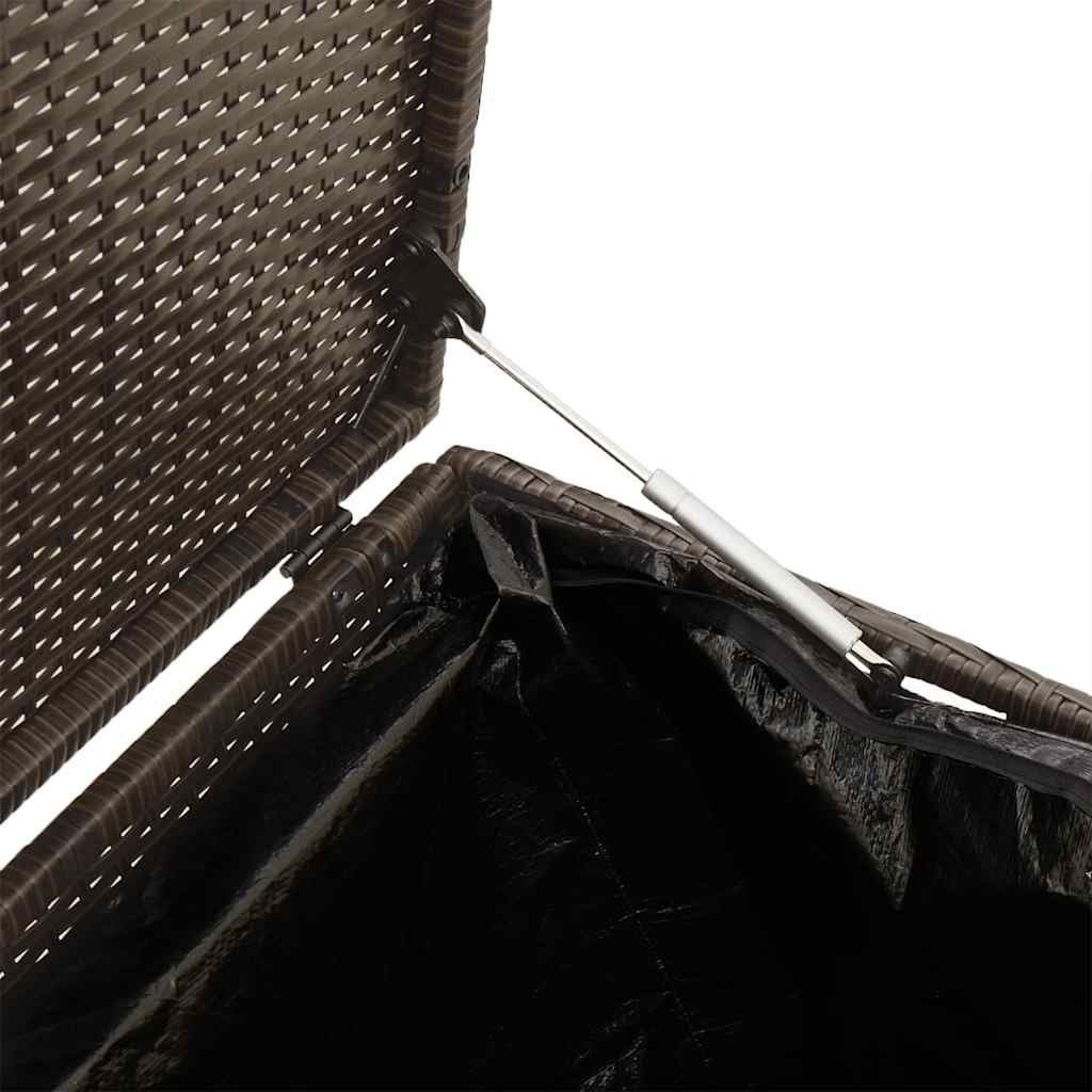 vidaXL Κήπος κουτί αποθήκευσης καφέ 110x50x58 cm Poly Rattan