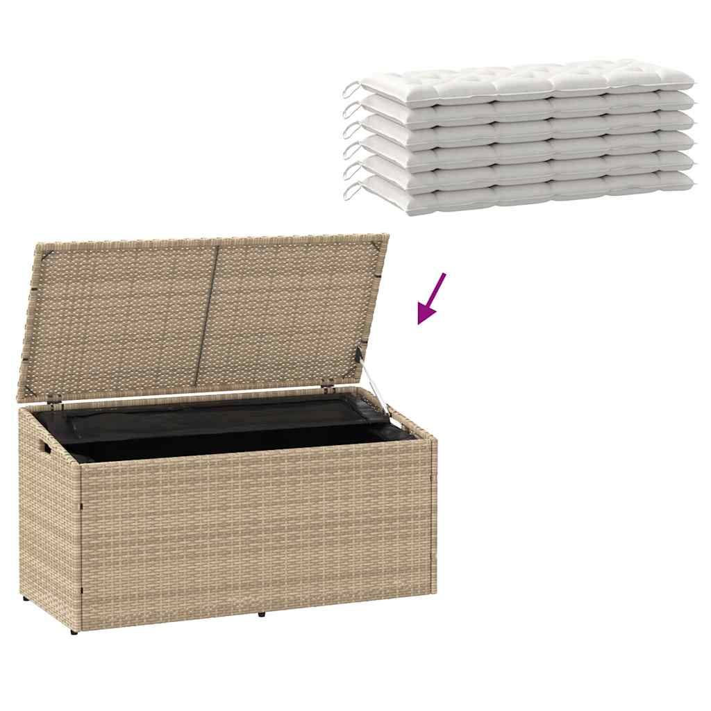 vidaXL Κουτί Αποθήκευσης Κήπου Μπεζ 110x50x58 εκ. από Συνθετικό Ρατάν