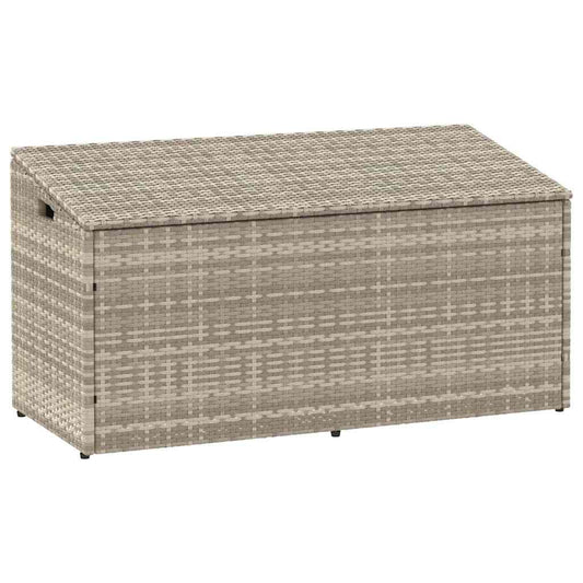 vidaXL κουτί αποθήκευσης κήπου ανοιχτό γκρι 110x50x58 cm Poly Rattan