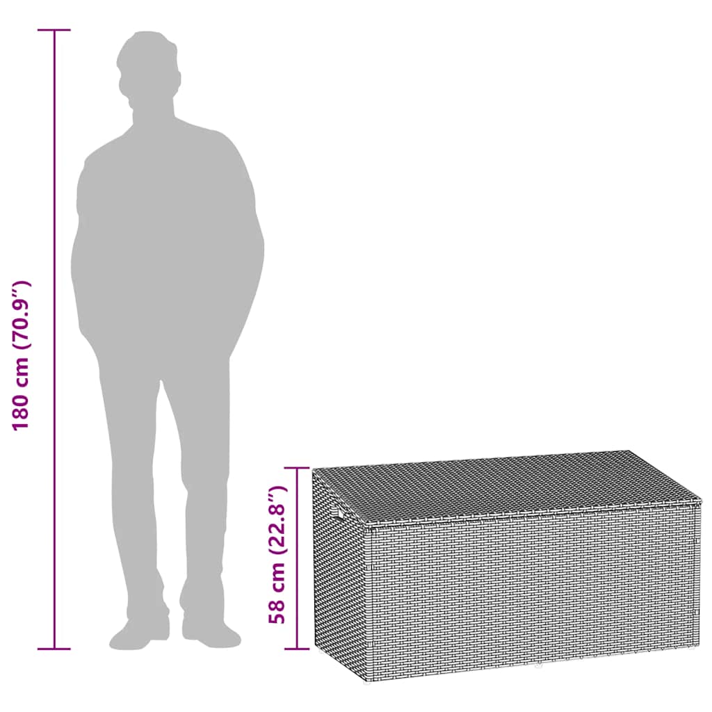 vidaXL κουτί αποθήκευσης κήπου ανοιχτό γκρι 110x50x58 cm Poly Rattan