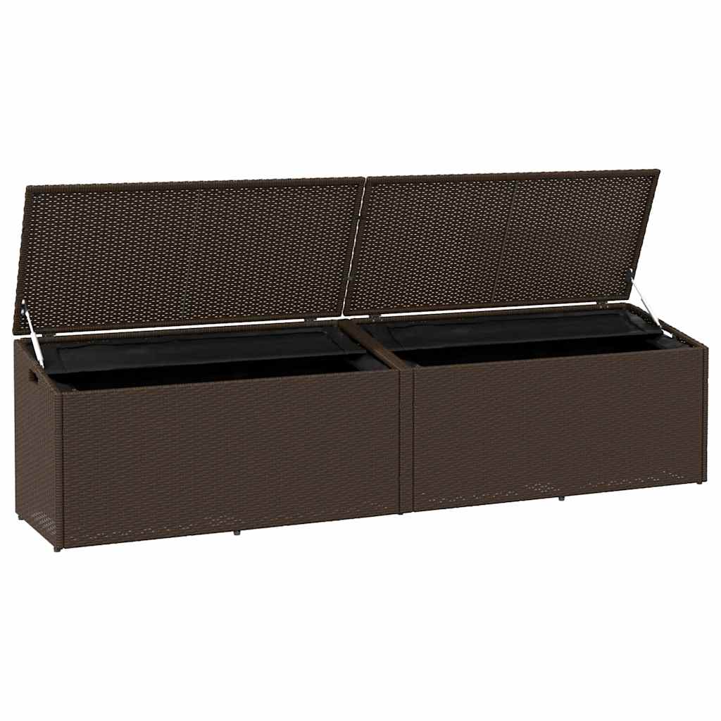 vidaXL Κουτί Αποθήκευσης Κήπου Καφέ 220 x 50 x 58 εκ. από Συνθετικό Ρατάν
