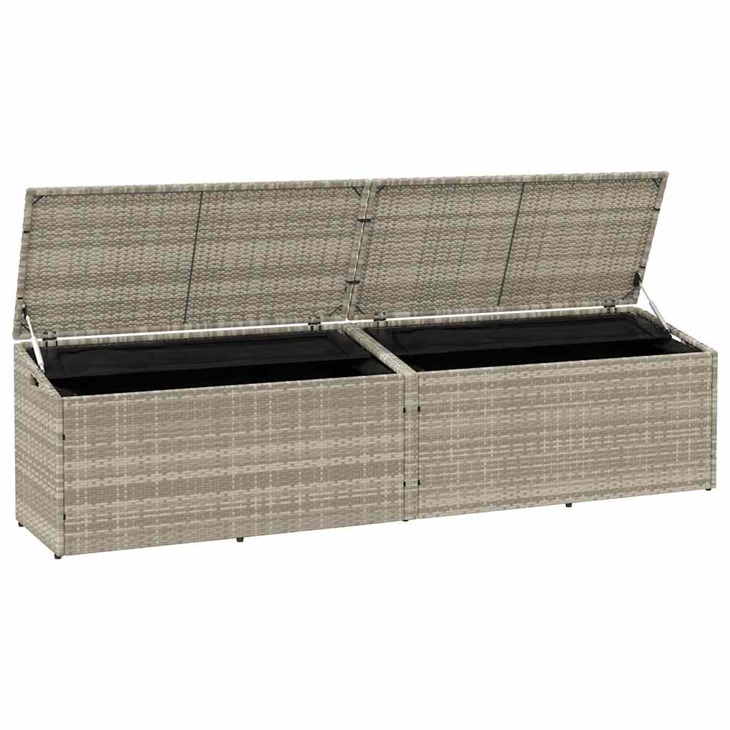 vidaXL Κουτί Αποθήκευσης Κήπου Ανοιχτό Γκρι 220 x 50 x 58 εκ. από Συνθετικό Ρατάν