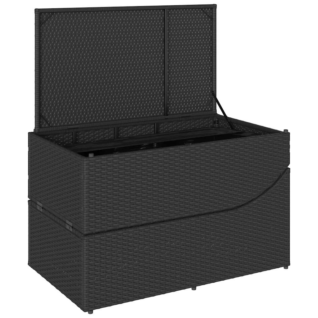 vidaXL Πτυσσόμενη ξαπλώστρα με μαξιλάρι και αποθήκευση Μαύρο