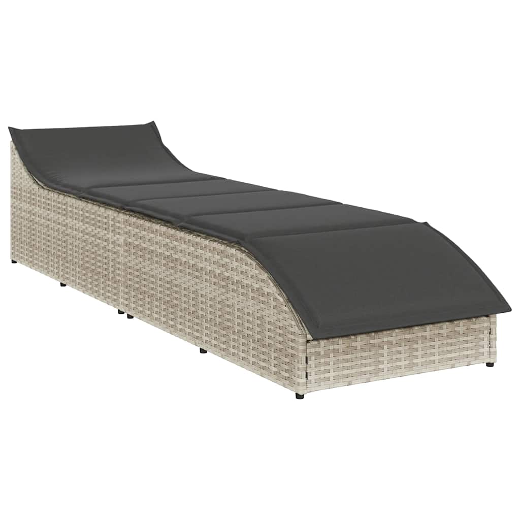 vidaXL Πτυσσόμενη ξαπλώστρα με μαξιλάρι και αποθήκευση Ανοιχτό γκρι