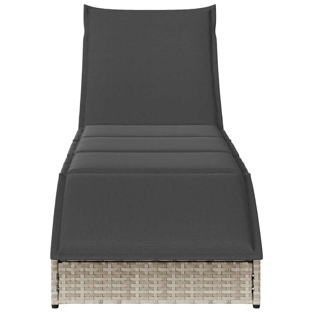 vidaXL Πτυσσόμενη ξαπλώστρα με μαξιλάρι και αποθήκευση Ανοιχτό γκρι