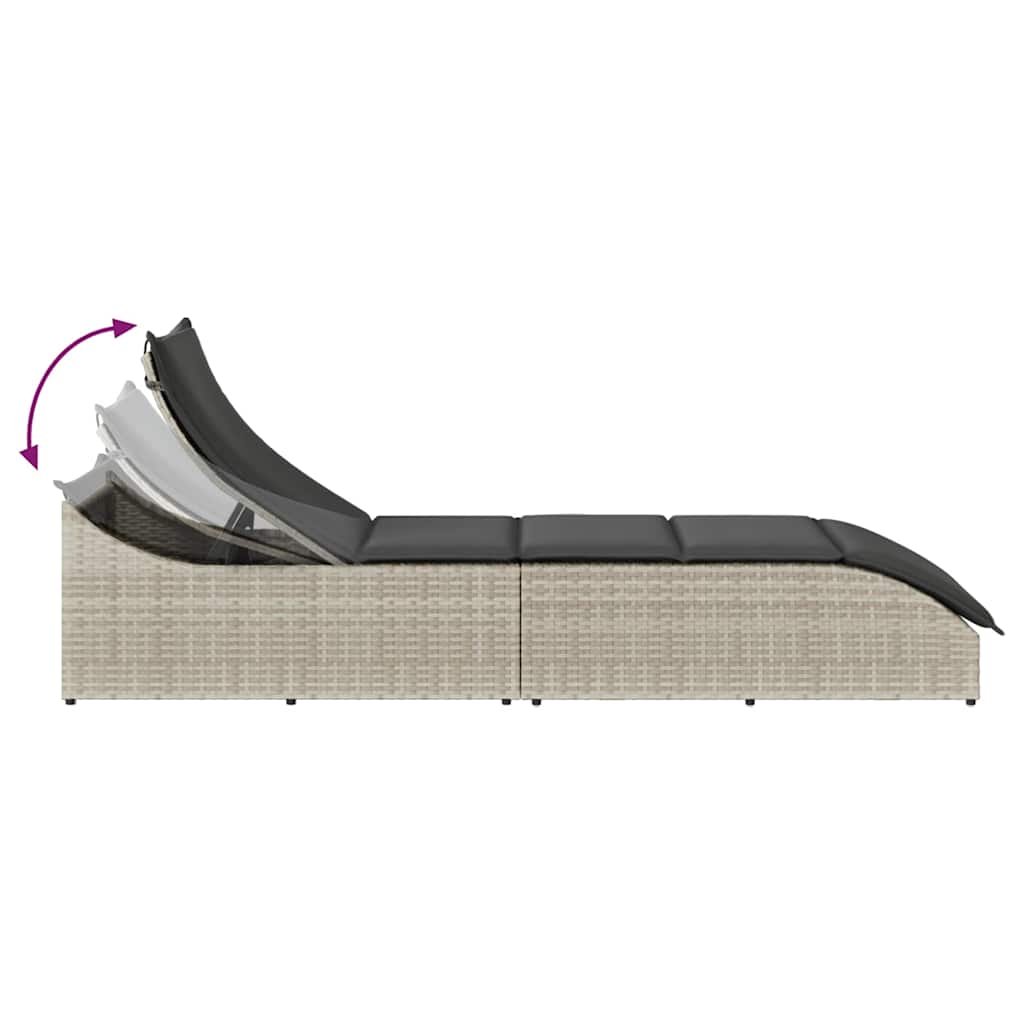 vidaXL Πτυσσόμενη ξαπλώστρα με μαξιλάρι και αποθήκευση Ανοιχτό γκρι