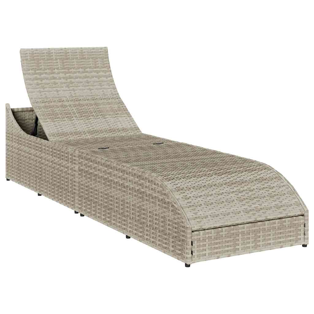 vidaXL Πτυσσόμενη ξαπλώστρα με μαξιλάρι και αποθήκευση Ανοιχτό γκρι