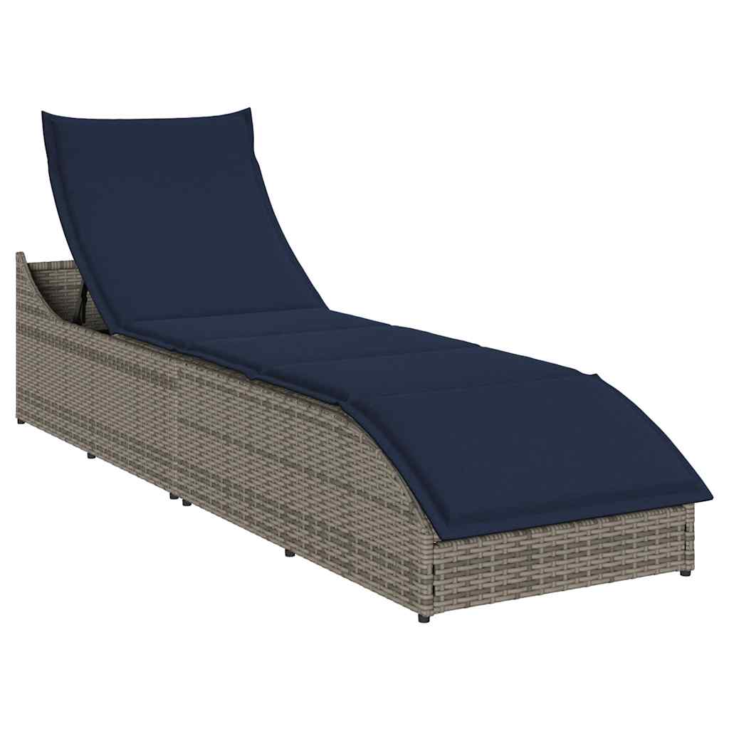 vidaXL Αναδιπλούμενη ξαπλώστρα με μαξιλάρι και αποθήκευση Γκρι