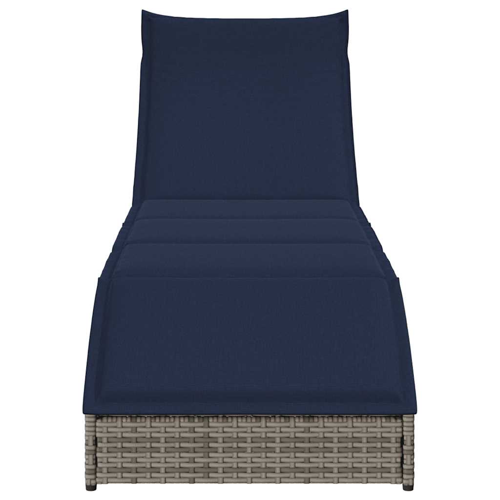 vidaXL Αναδιπλούμενη ξαπλώστρα με μαξιλάρι και αποθήκευση Γκρι