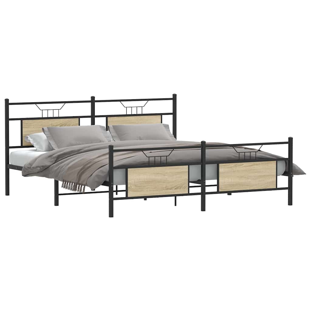 vidaXL Σκελετός Κρεβ. Χωρίς Στρώμα Sonoma Δρυς 180x200 εκ. Μεταλλικό
