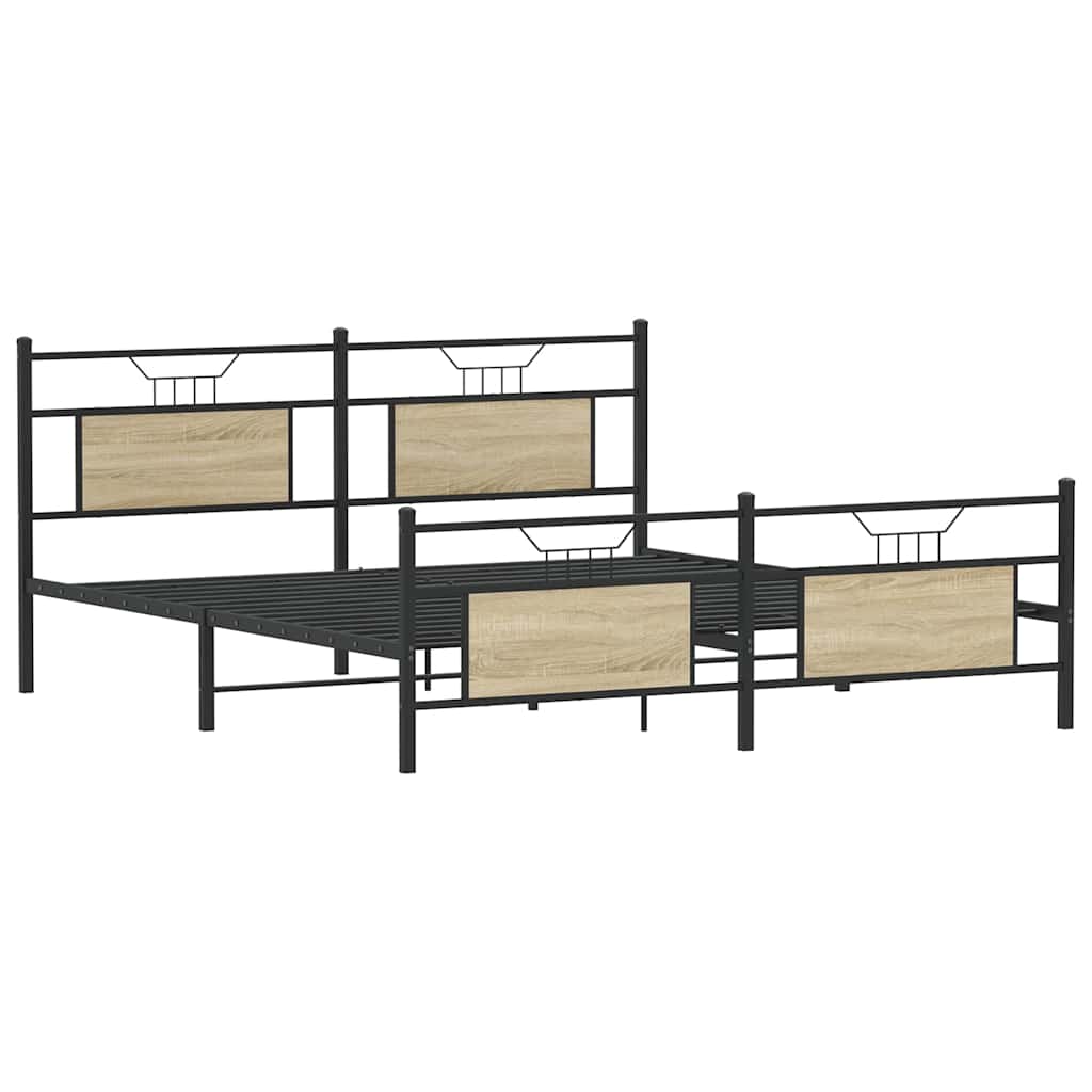 vidaXL Σκελετός Κρεβ. Χωρίς Στρώμα Sonoma Δρυς 180x200 εκ. Μεταλλικό