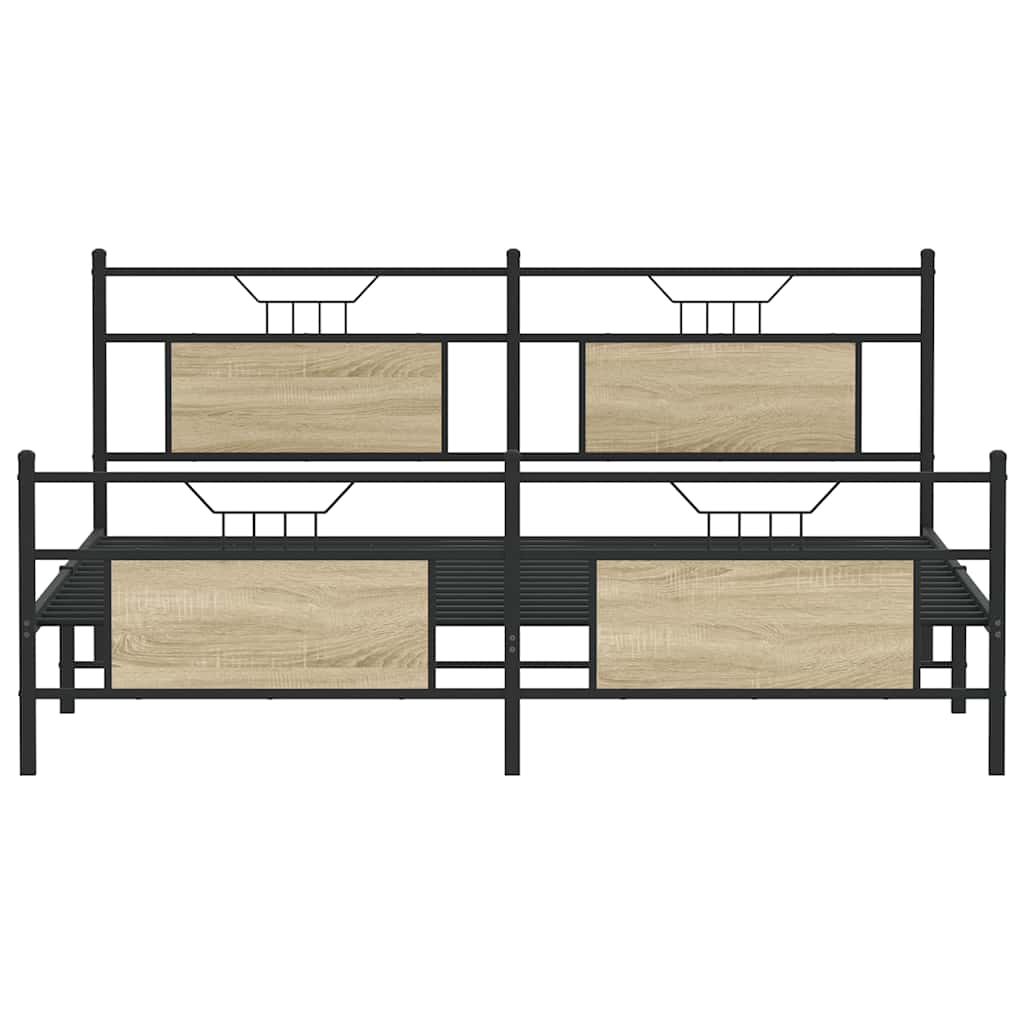 vidaXL Σκελετός Κρεβ. Χωρίς Στρώμα Sonoma Δρυς 180x200 εκ. Μεταλλικό