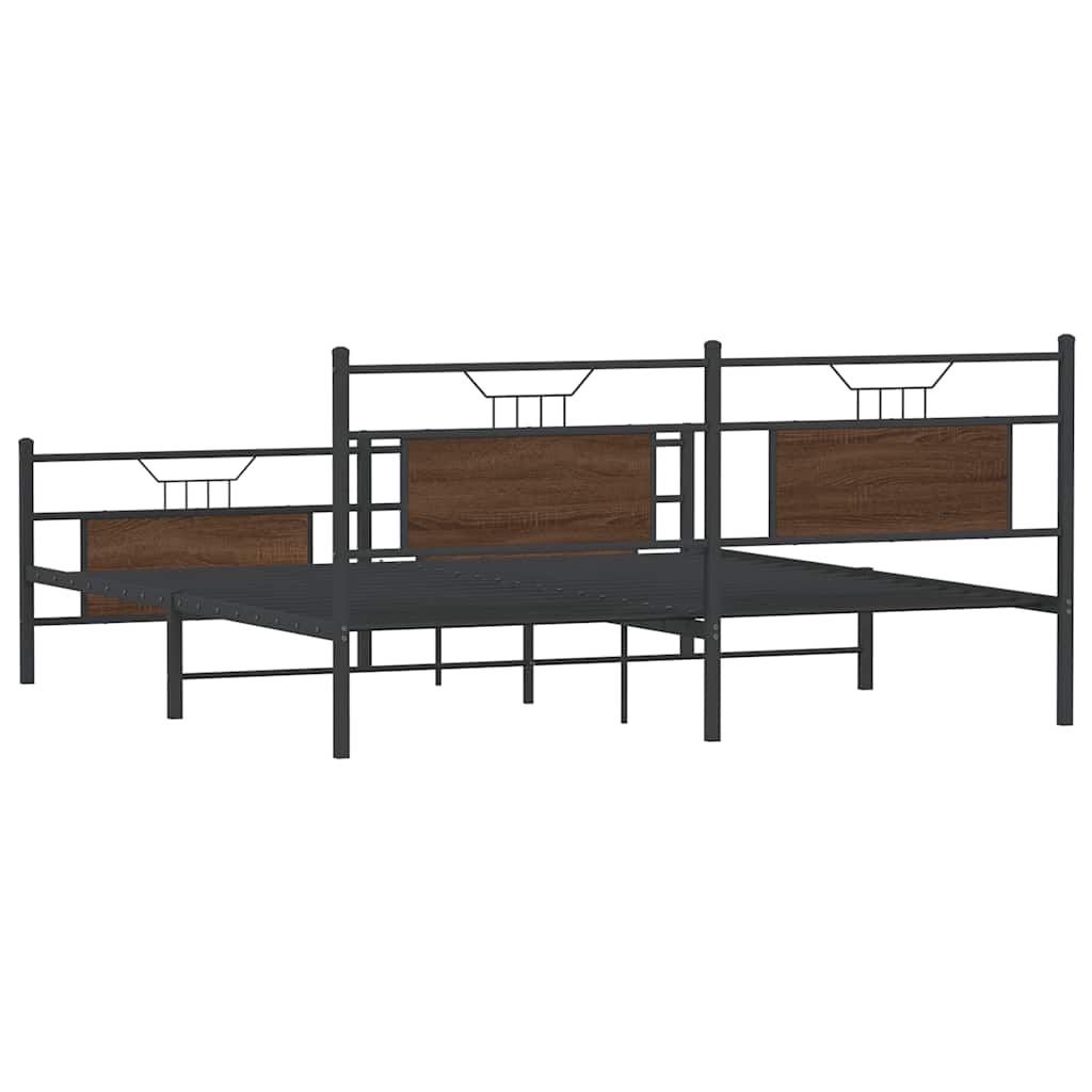vidaXL Σκελετός Κρεβ. Χωρίς Στρώμα Καφέ Δρυς 180x200 εκ. Μεταλλικό