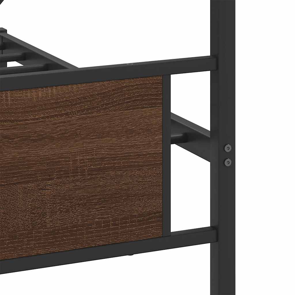 vidaXL Σκελετός Κρεβ. Χωρίς Στρώμα Καφέ Δρυς 200x200 εκ. Μεταλλικό