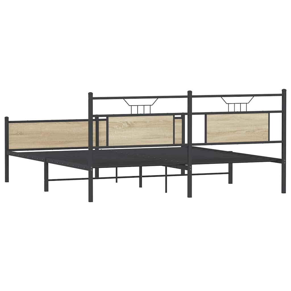 vidaXL Σκελετός Κρεβ. Χωρίς Στρώμα Sonoma Δρυς 160x200 εκ. Μεταλλικό