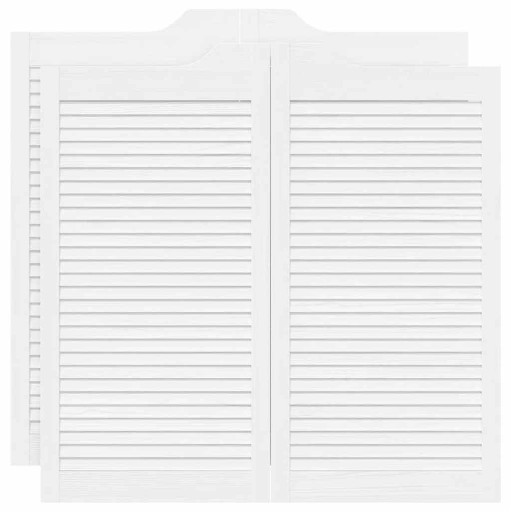 vidaXL Swing Doors Louvred Design 2 ζευγών Λευκό 100x100 cm