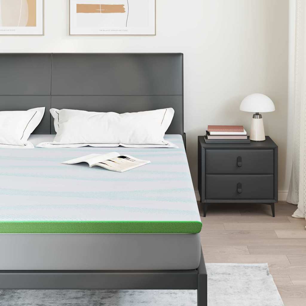 vidaXL Στρώμα επικάλυψης Λευκό και Πράσινο 180 x 200 cm