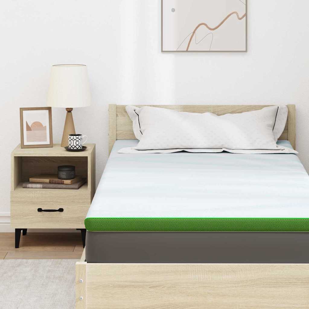 vidaXL Στρώμα επικάλυψης Λευκό και Πράσινο 90 x 200 cm Υφασμα Jacquard