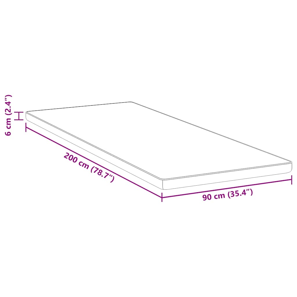 vidaXL Στρώμα επικάλυψης Λευκό 90 x 200 cm Ζακάρ ύφασμα