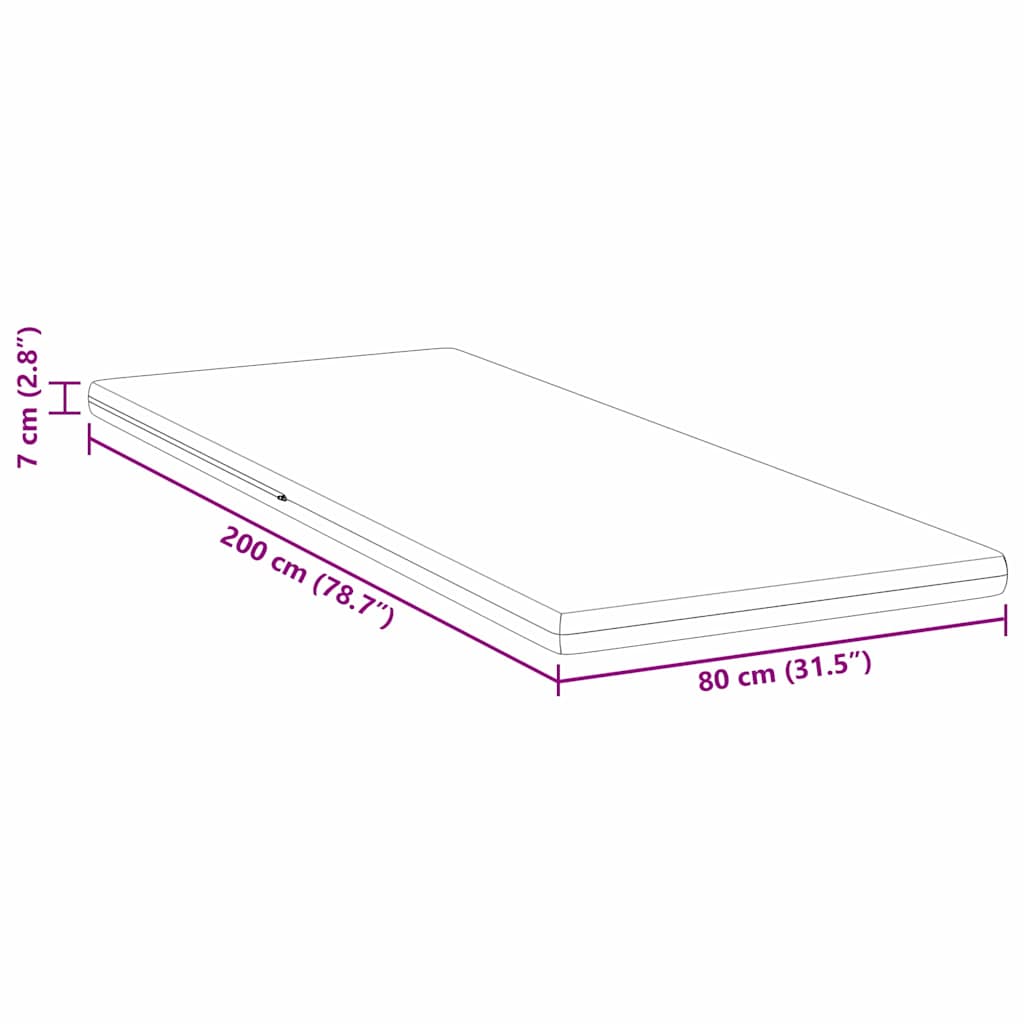 vidaXL Στρώμα επικάλυψης Λευκό 80 x 200 cm Ζακάρ ύφασμα