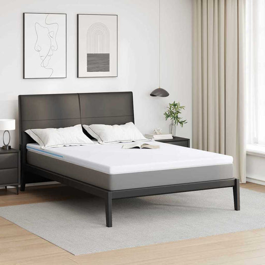 vidaXL Στρώμα επικάλυψης 140 x 190 cm Πάχος Ζακάρ ύφασμα Λευκό