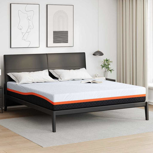 vidaXL Στρώμα Λευκό και Γκρι 200 x 200 cm Ζακάρ ύφασμα