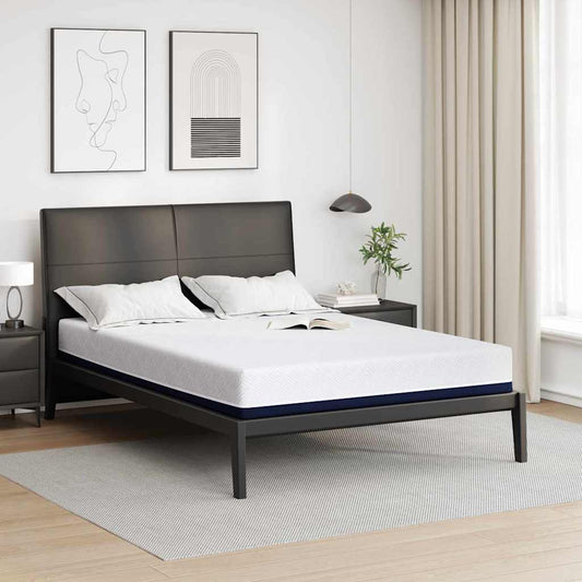 vidaXL Στρώμα Λευκό και Μπλε 140 x 190 cm Ζακάρ ύφασμα