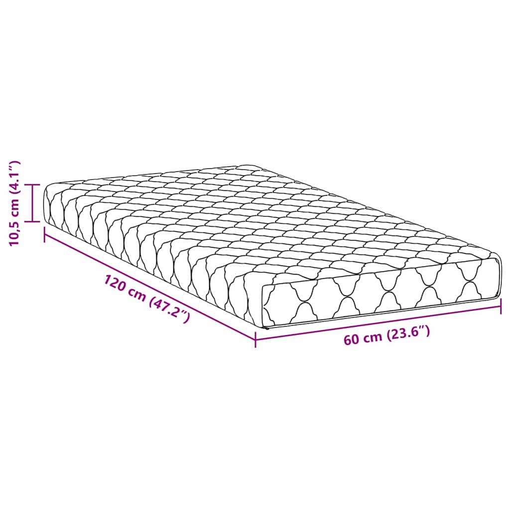 vidaXL Στρώμα με Στρώση Καρύδας Λευκό 120 x 60 cm PU Αφρός