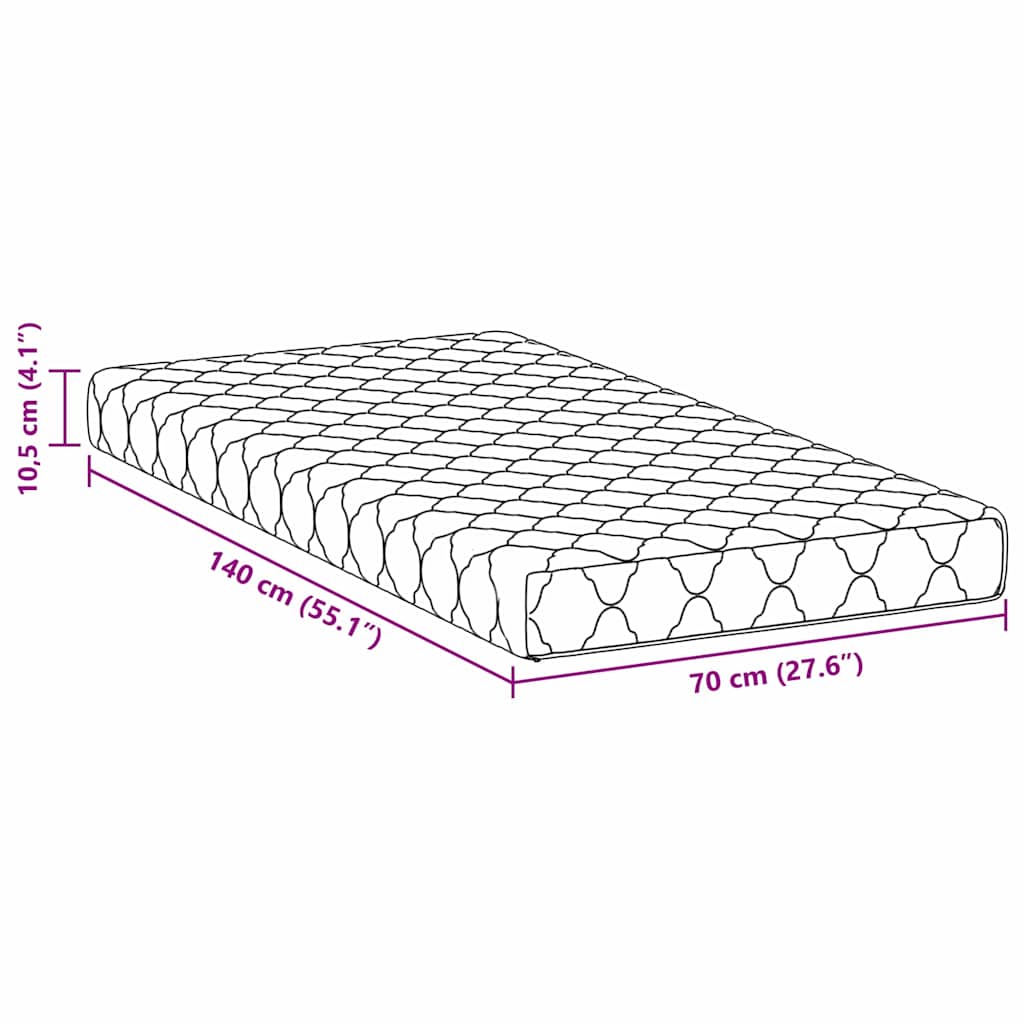 vidaXL Στρώμα Λευκό 70 x 140 cm Ζακάρ ύφασμα