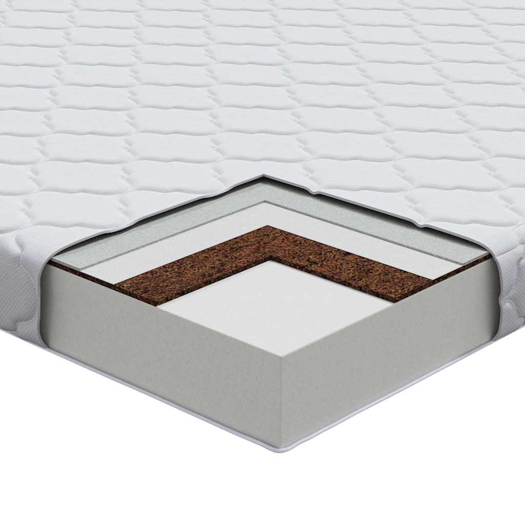 vidaXL Στρώμα με Στρώση Καρύδας Λευκό 200 x 140 cm PU Αφρός