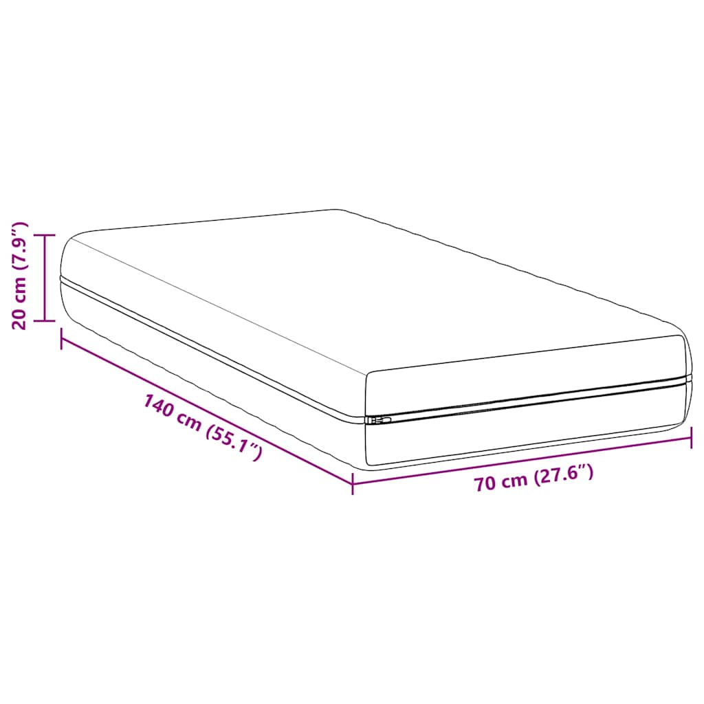 vidaXL Στρώμα Λευκός 70 x 140 cm Τσέπες ελατηρίων