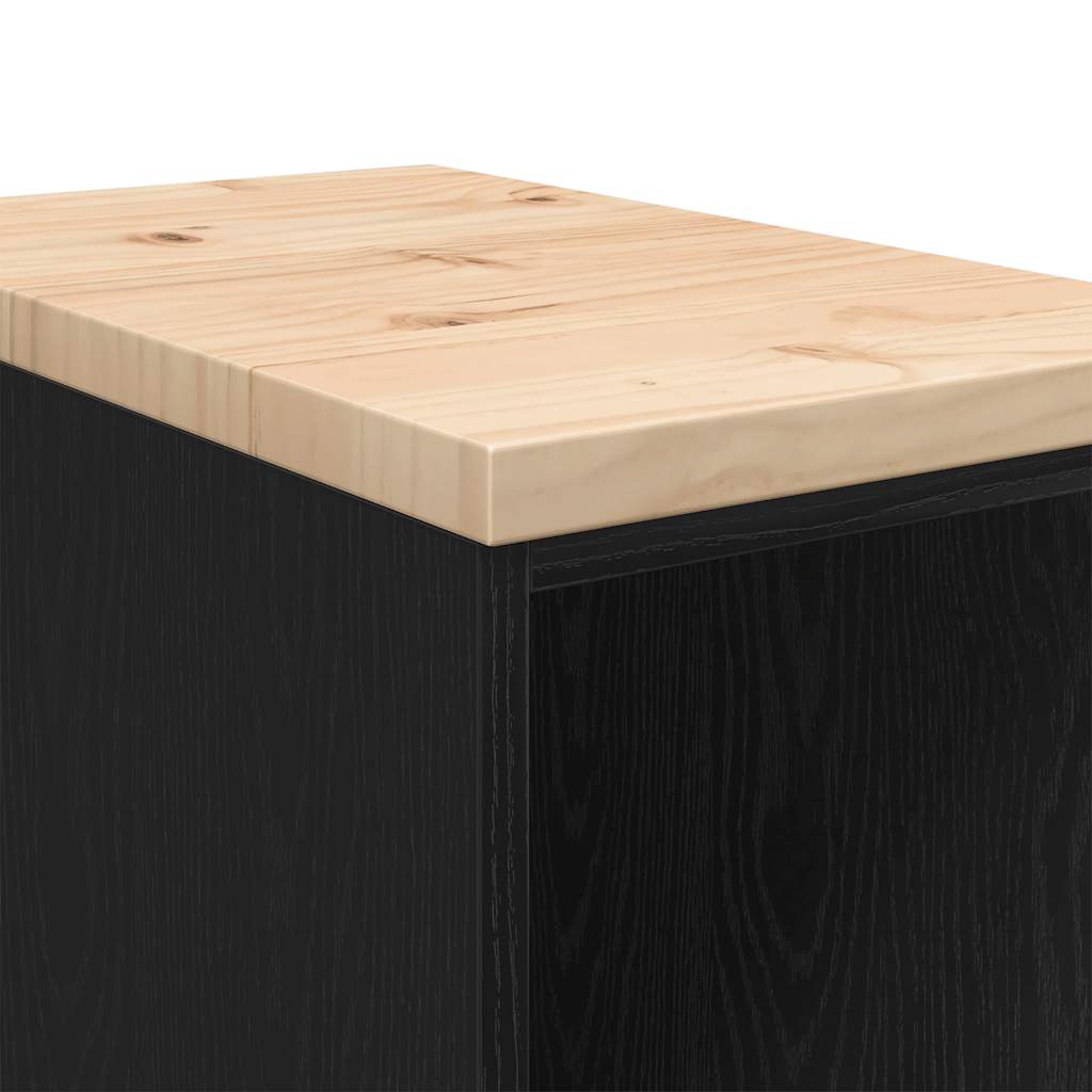 vidaXL ντουλάπι αποθήκευσης γκαράζ μαύρο 30x51x85 εκ μασίφ ξύλο πεύκο