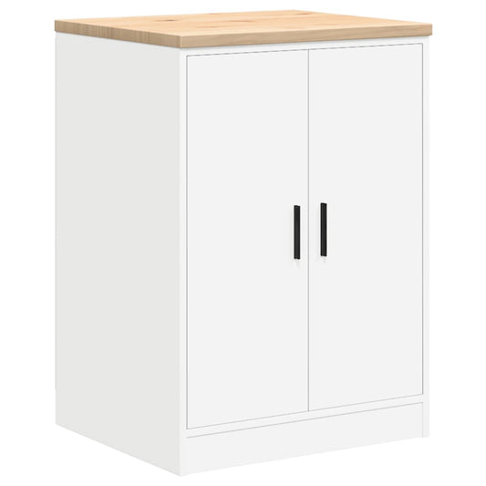 vidaXL ντουλάπι αποθήκευσης γκαράζ Λευκό 60x51x85 εκ μασίφ ξύλο πεύκο