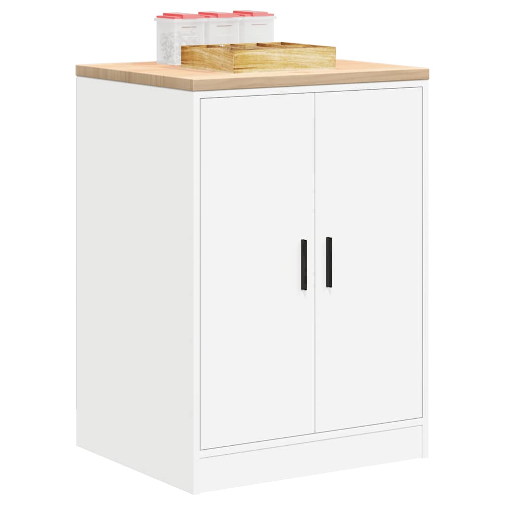 vidaXL ντουλάπι αποθήκευσης γκαράζ Λευκό 60x51x85 εκ μασίφ ξύλο πεύκο