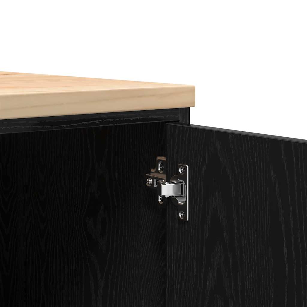 vidaXL ντουλάπι αποθήκευσης γκαράζ μαύρο 60x51x85 εκ μασίφ ξύλο πεύκο