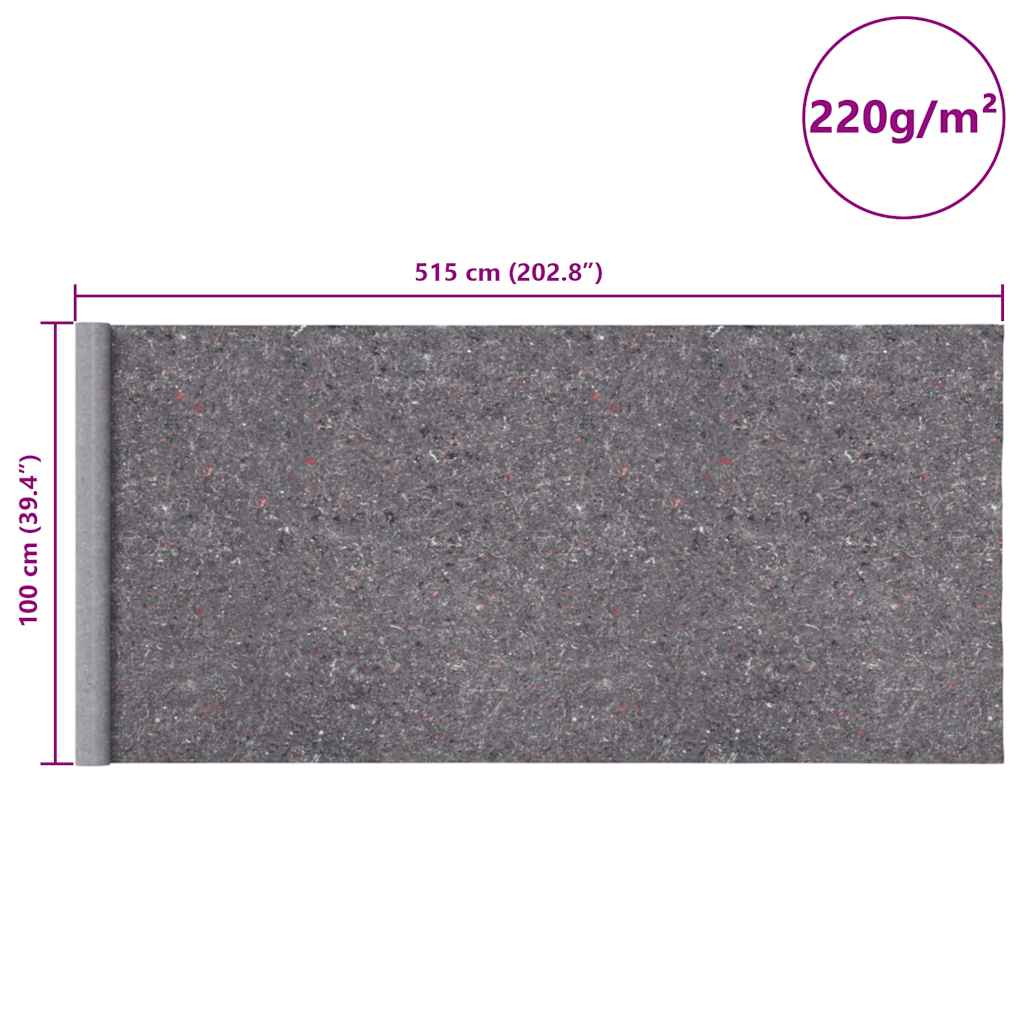 vidaXL Αντιολισθητικό Φλις Βαφής 5 μ. 220 γρ./μ² Γκρι