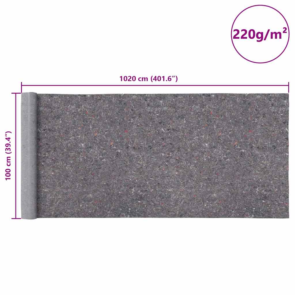vidaXL Αντιολισθητικό Φλις Βαφής 10 μ. 220 γρ./μ² Γκρι