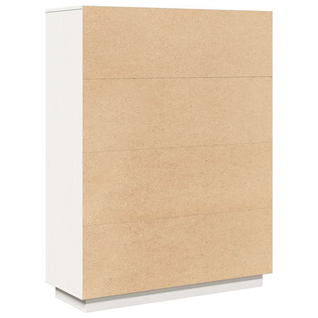 vidaXL Ντουλάπι Ψηλό Λευκό 89x34x116,5 εκ. από Μασίφ Ξύλο Πεύκου