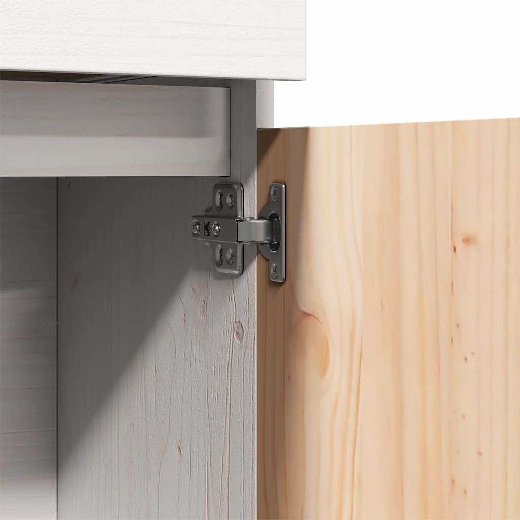 vidaXL Ντουλάπι Ψηλό Λευκό 89x34x116,5 εκ. από Μασίφ Ξύλο Πεύκου