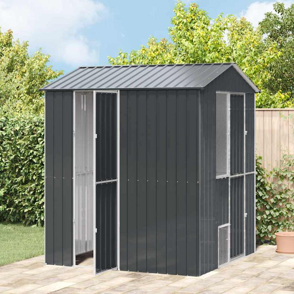 vidaXL Κλουβί Πουλιών Γκρι Άνθρακας 210x215x247 εκ Ατσάλι