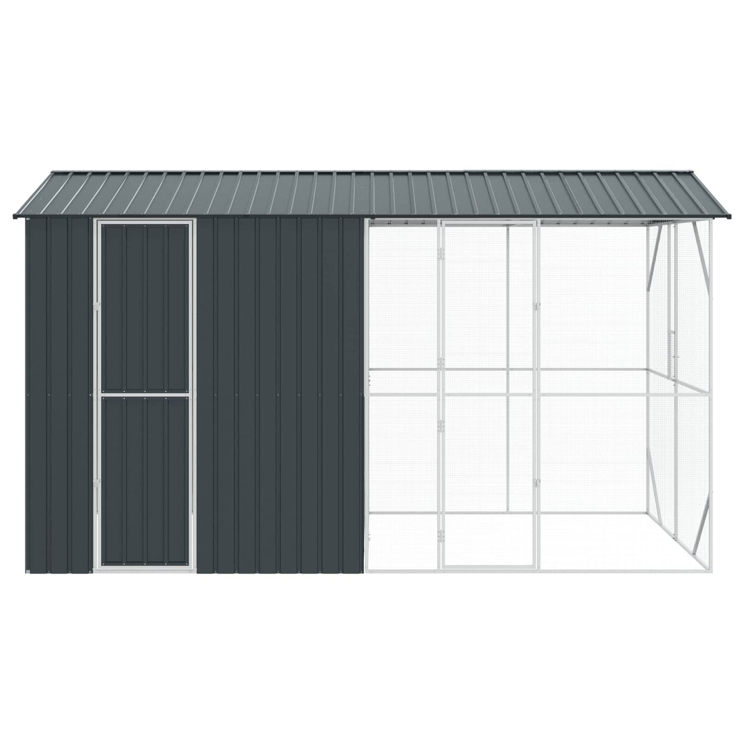 vidaXL Κλουβί Πουλιών με Προέκταση Ανθρακί 210x442x247 εκ. Χάλυβας