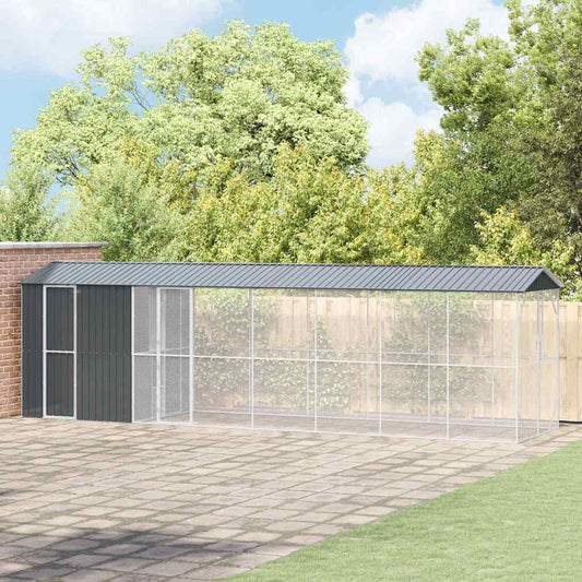 vidaXL Κλουβί πουλιών με πρόσθετο Ανθρακί 210x838x247 εκ Χάλυβας