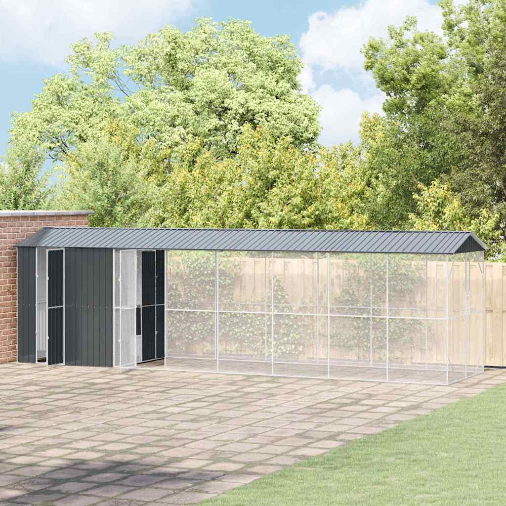 vidaXL Κλουβί πουλιών με πρόσθετο Ανθρακί 210x838x247 εκ Χάλυβας