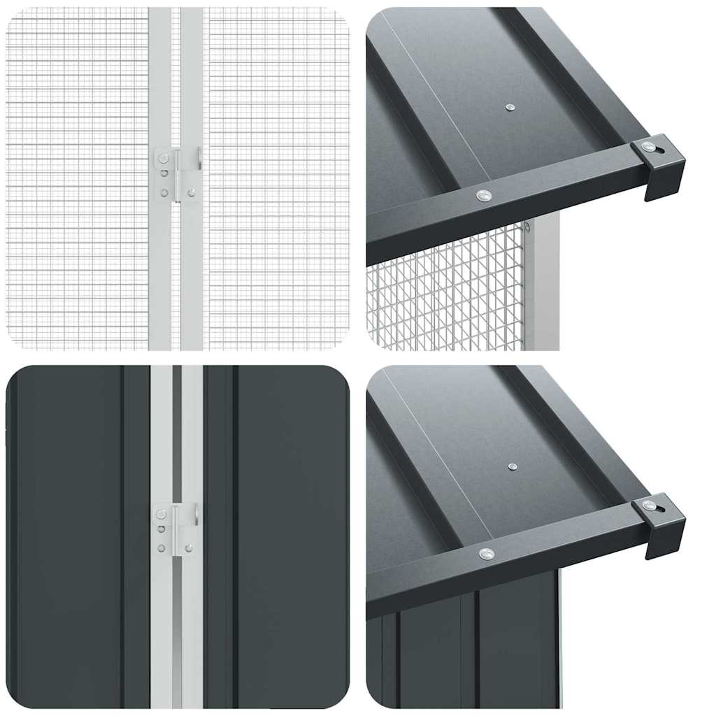 vidaXL κλουβί πουλιών με επέκταση, ανθρακί, 310x442x247 εκ., από ατσάλι