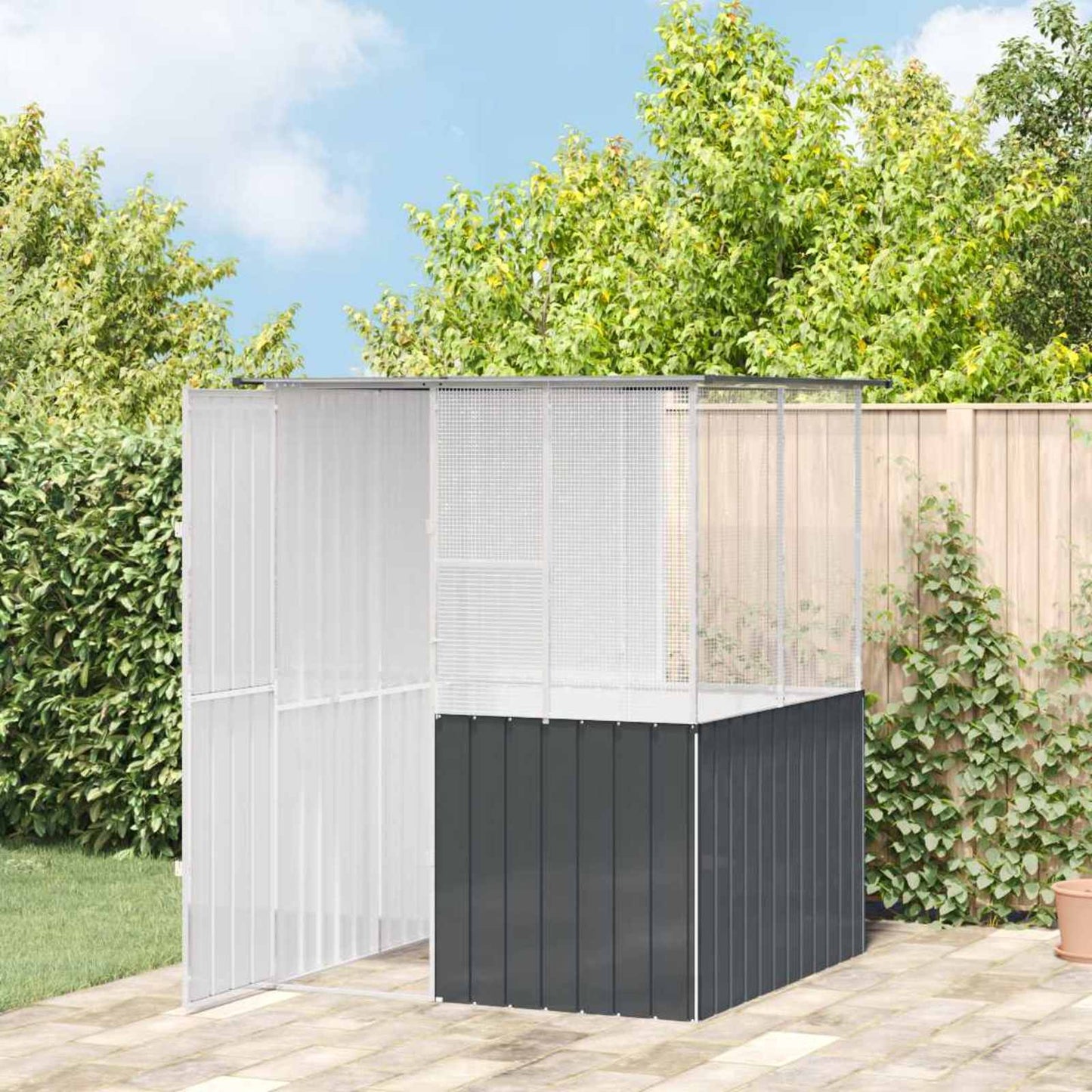 vidaXL Κλουβί Πουλιών Ανθρακί 215x78x200 εκ. Γαλβανισμένος Χάλυβας