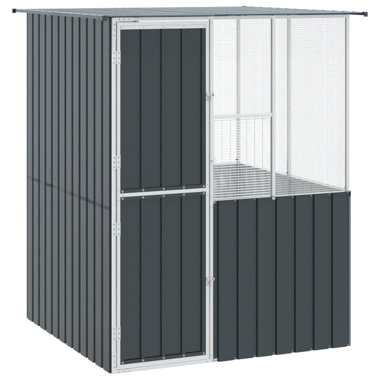 vidaXL Κλουβί Πουλιών Ανθρακί 215x78x200 εκ. Γαλβανισμένος Χάλυβας