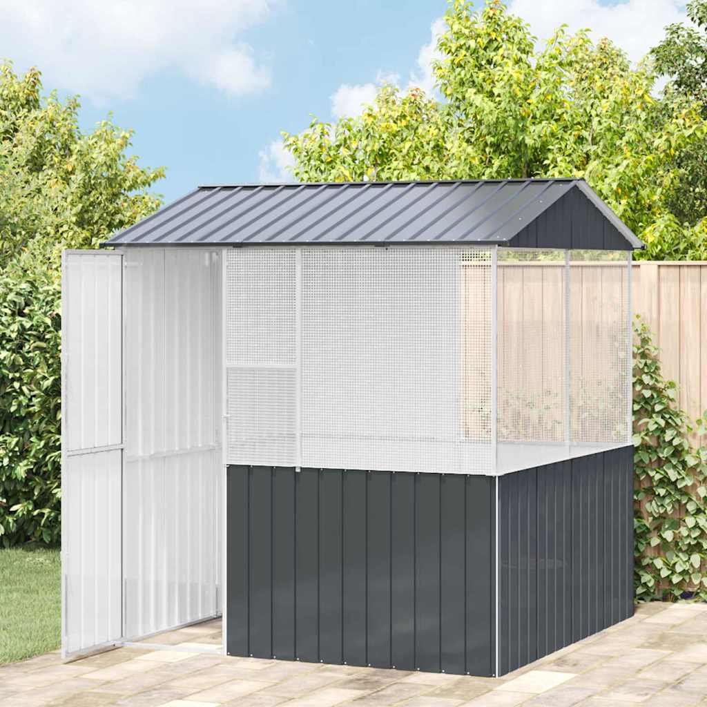 κλουβί πουλιών vidaXL σε ανθρακί 215x78x200 εκ από γαλβανισμένο ατσάλι