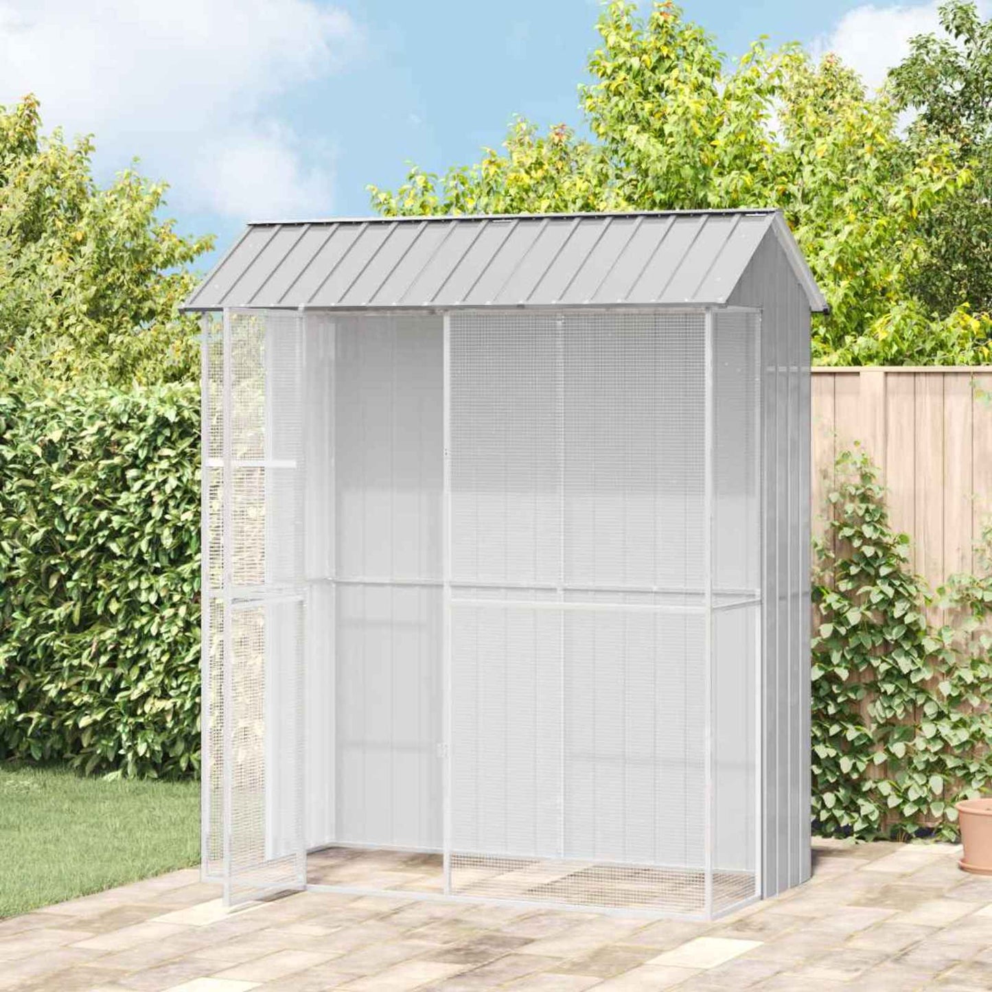 vidaXL Κλουβί πουλιών Γκρι 215x110x247 εκ Χάλυβας