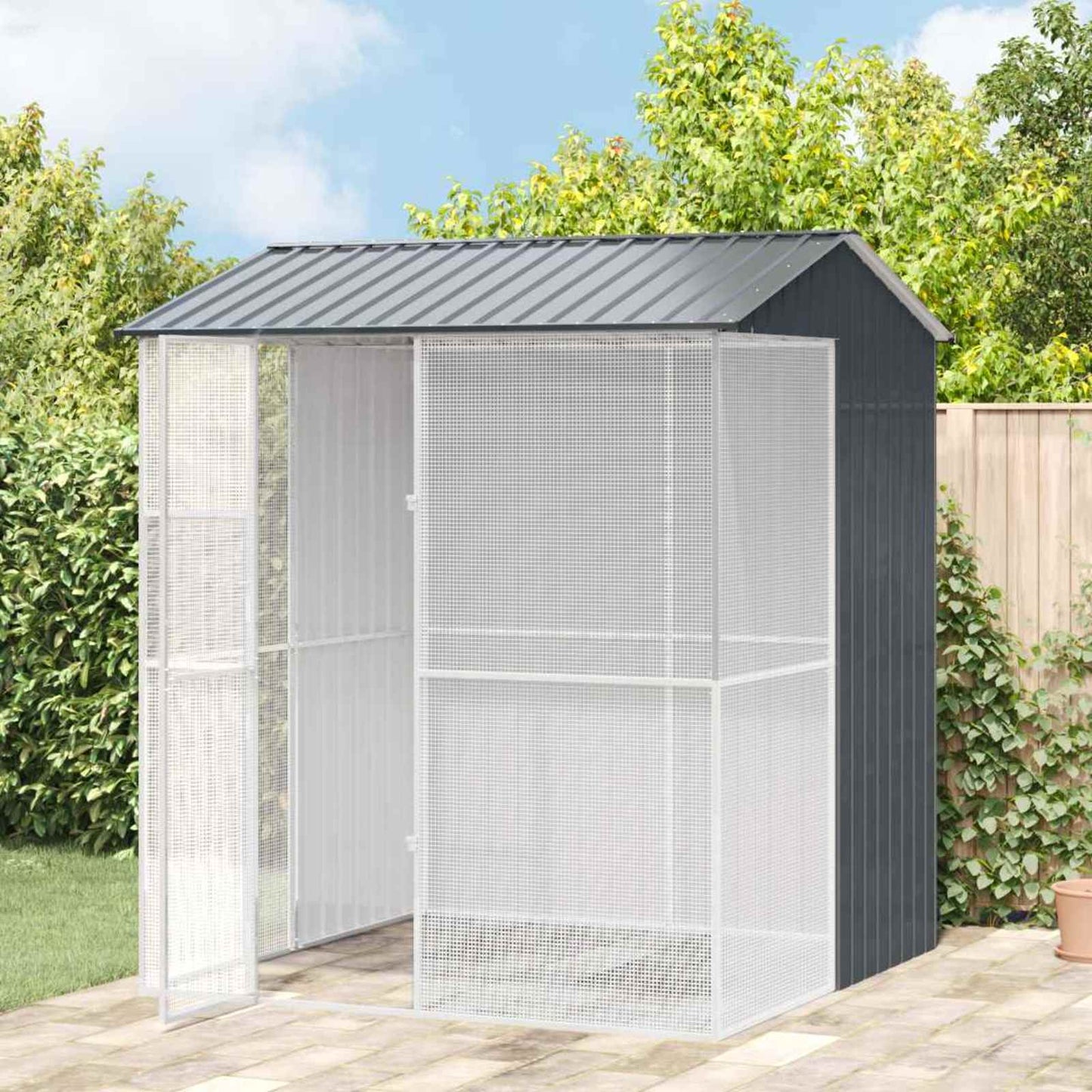 vidaXL Κλουβί Πουλιών Ανθρακί 215x210x247 εκ Χάλυβας