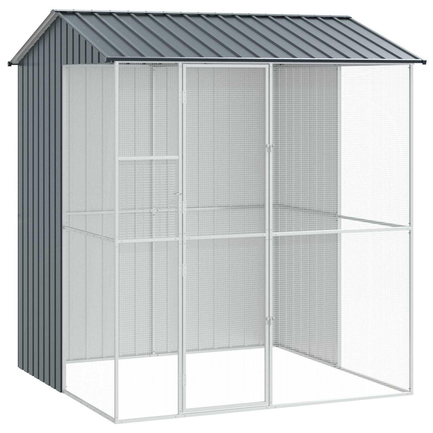 vidaXL Κλουβί Πουλιών Ανθρακί 215x210x247 εκ Χάλυβας